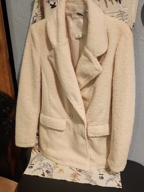 Jou Jou Soft Cream Teddy Faux-Sherpa Coat